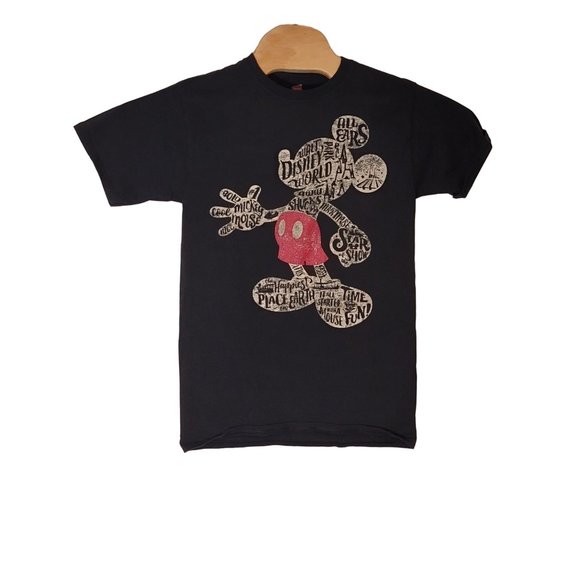 Walt Disney World Hanes Mickey Mouse Tee Shirt Black Graphic Print Size Small - Picture 3 of 5
